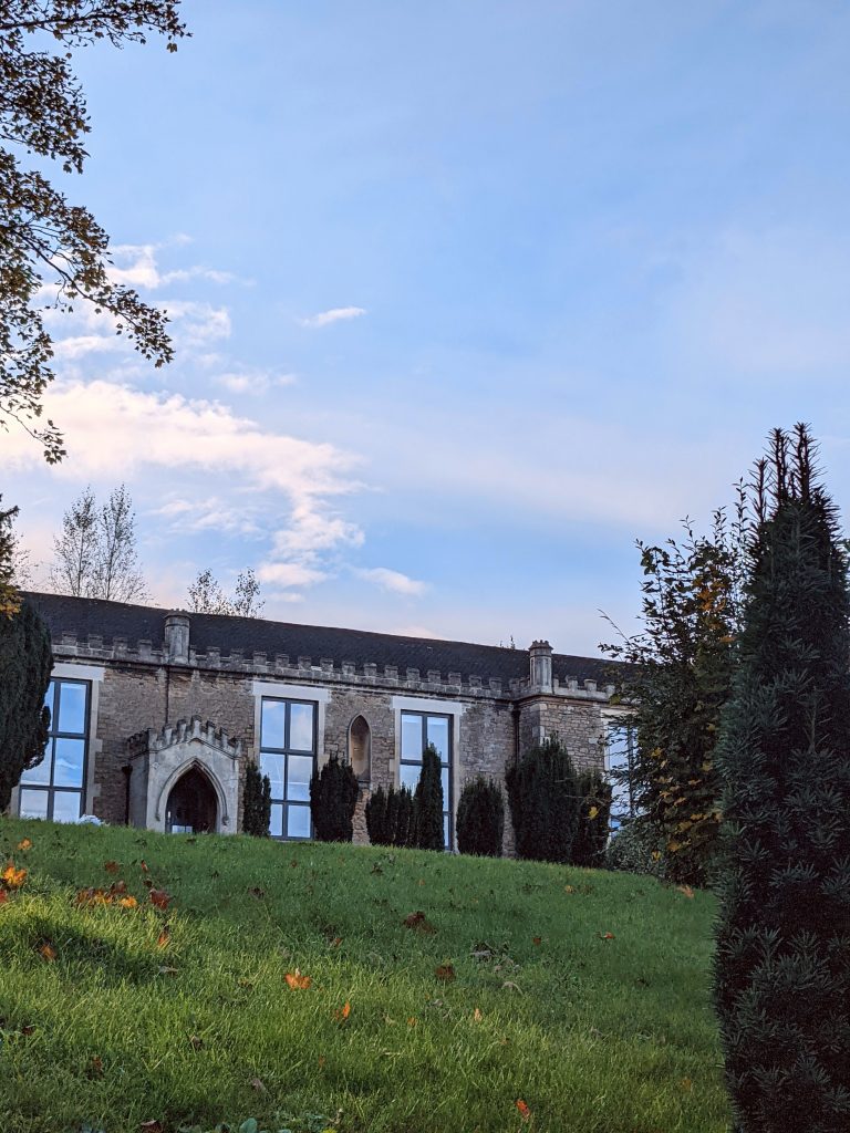The Old Church School Frome blue sky and grass